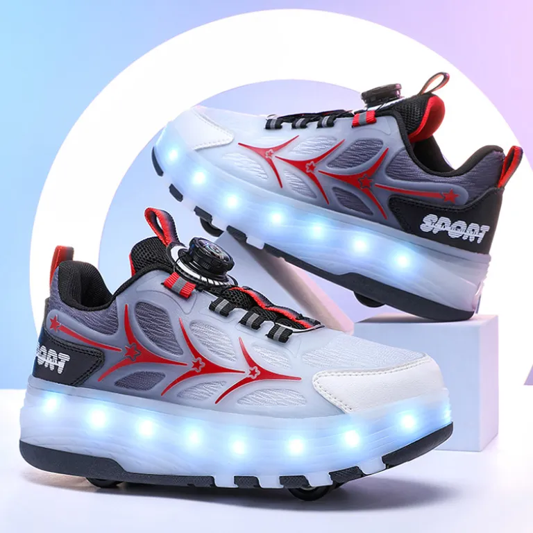 کفش‌های چرخ‌دار هیلیس عمده کارخانه با چراغ LED شارژی، کفش اسکیت چرخ‌دار جمع‌شونده برای کودکان و بزرگسالان
