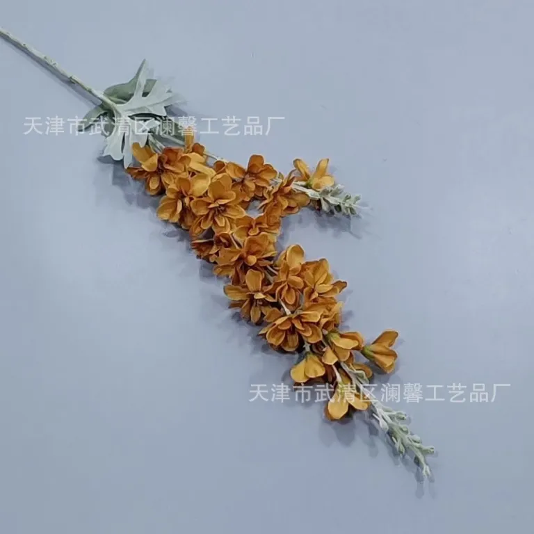 گل مصنوعی دلفینیوم دوشاخه مخملی، گل ابریشمی تزئینی برای عروسی، دکور منزل و فروش عمده