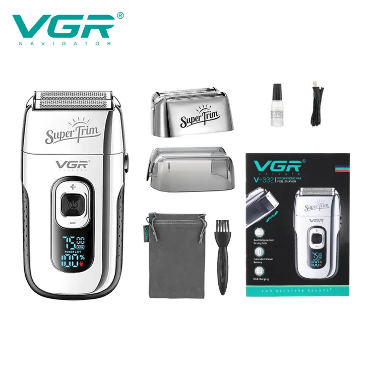 VGR332 ماشین اصلاح سر رفت و برگشتی با تیغه طلایی، ریش‌تراش با نمایشگر دیجیتال، ماشین اصلاح موی سر و ریش مردانه با قابلیت روغن‌زنی خودکار و سفیدکننده
