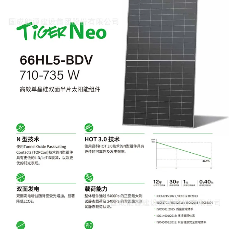 پنل خورشیدی دو شیشه JinKO 66HL5-BDV 710/720/725/730/735W