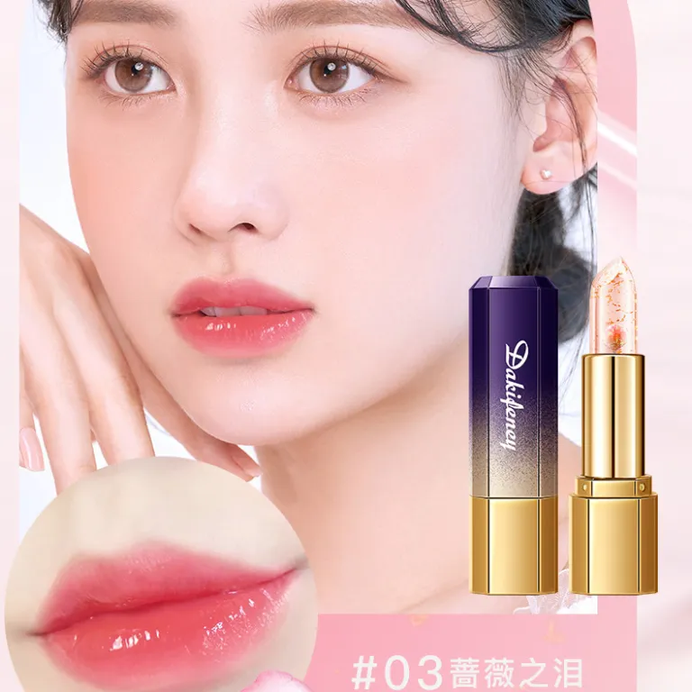 رژ لب تغییر رنگ ژله‌ای گلبرگ دیجیفولون مرطوب‌کننده ترمیم‌کننده لب‌های ترک‌خورده بدون رنگ پریدگی و بدون انتقال