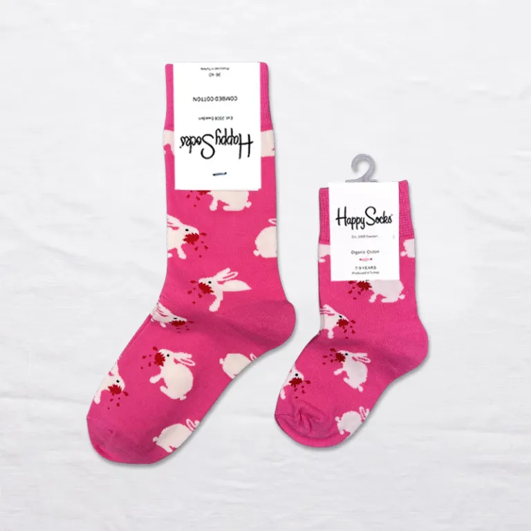 جوراب بچگانه HappySocks طرح کارتونی ساق متوسط مدل هایپی مناسب دختر و پسر برای استفاده بیرون از منزل طرح بامزه عمده و خانوادگی