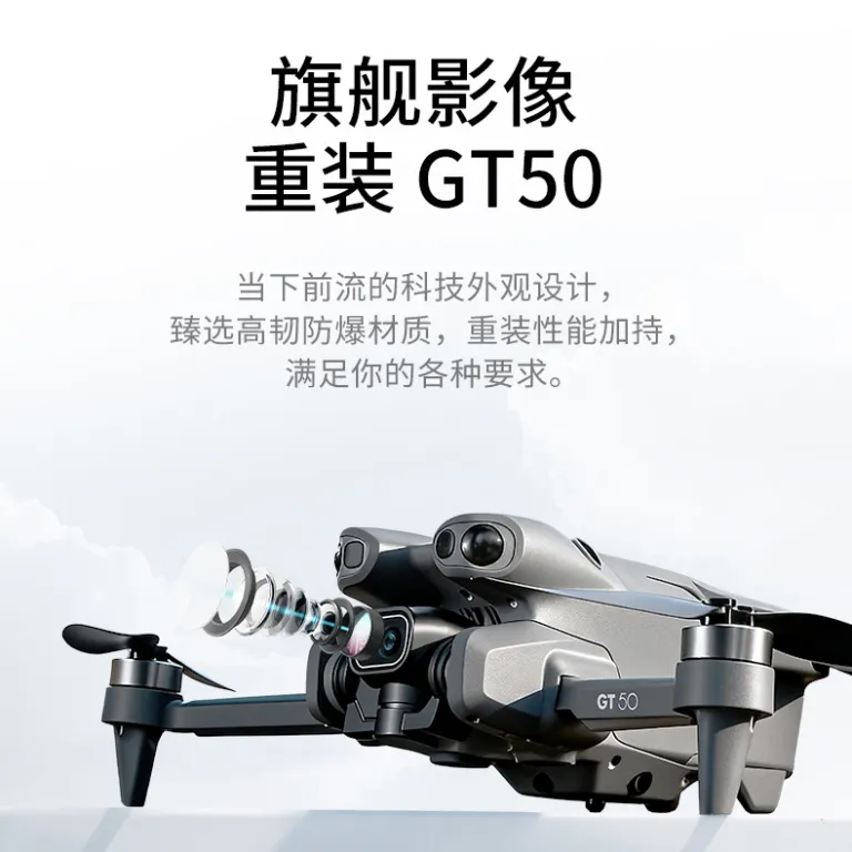 GT50 پهپاد هوایی اسباب‌بازی چهار ملخه با دوربین HD، موتور بدون جاروبک، اجتناب از موانع و صفحه‌نمایش بزرگ روی کنترل از راه دور
