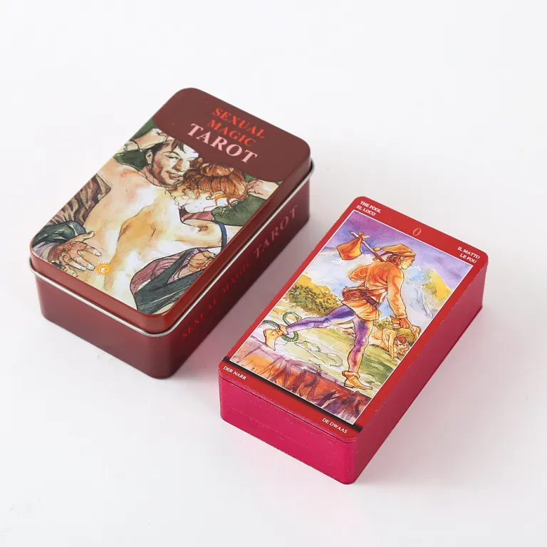 تاروت با روکش طلا جعبه فلزی لوکس Tarot Cards Deck همراه با دفترچه راهنمای کاغذی