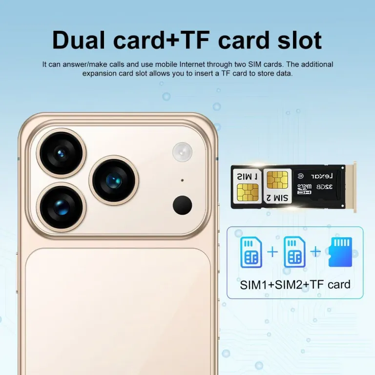 گوشی موبایل تمام‌صفحه پرفروش i17PROMAX با حافظه بزرگ 16G+1TB، دوربین سه‌گانه باکیفیت 8000mAh و باتری بادوام