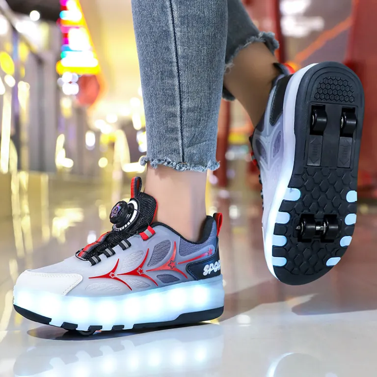 کفش‌های چرخ‌دار هیلیس عمده کارخانه با چراغ LED شارژی، کفش اسکیت چرخ‌دار جمع‌شونده برای کودکان و بزرگسالان