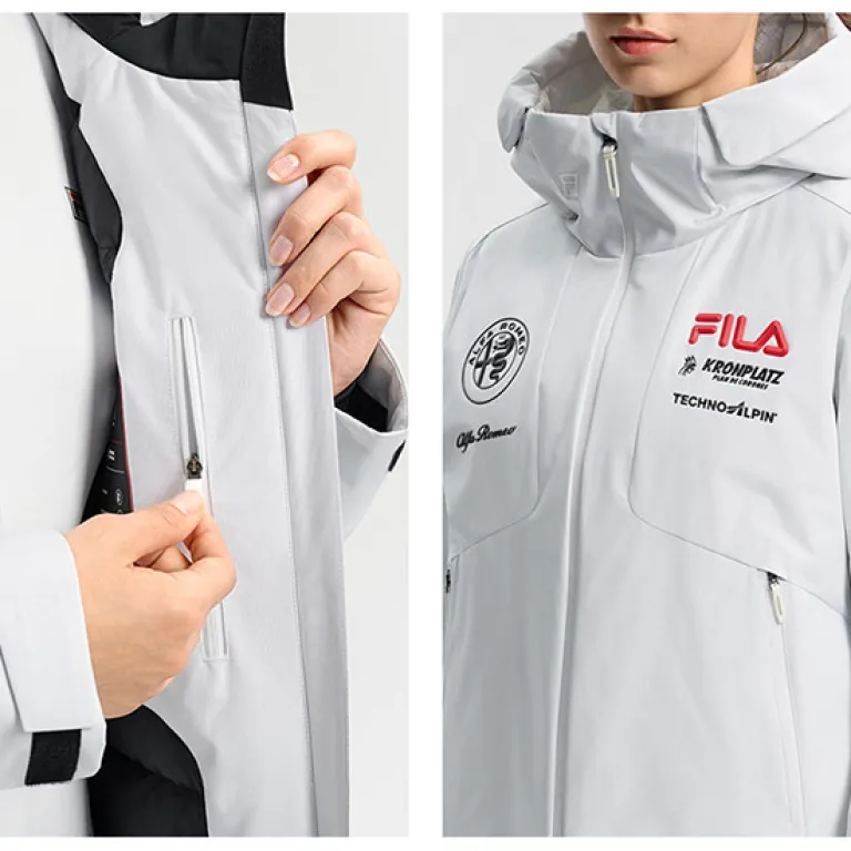 FILA کاپشن اسکی زنانه با پر غاز، راحت، گرم و پایه، کلاه‌دار
