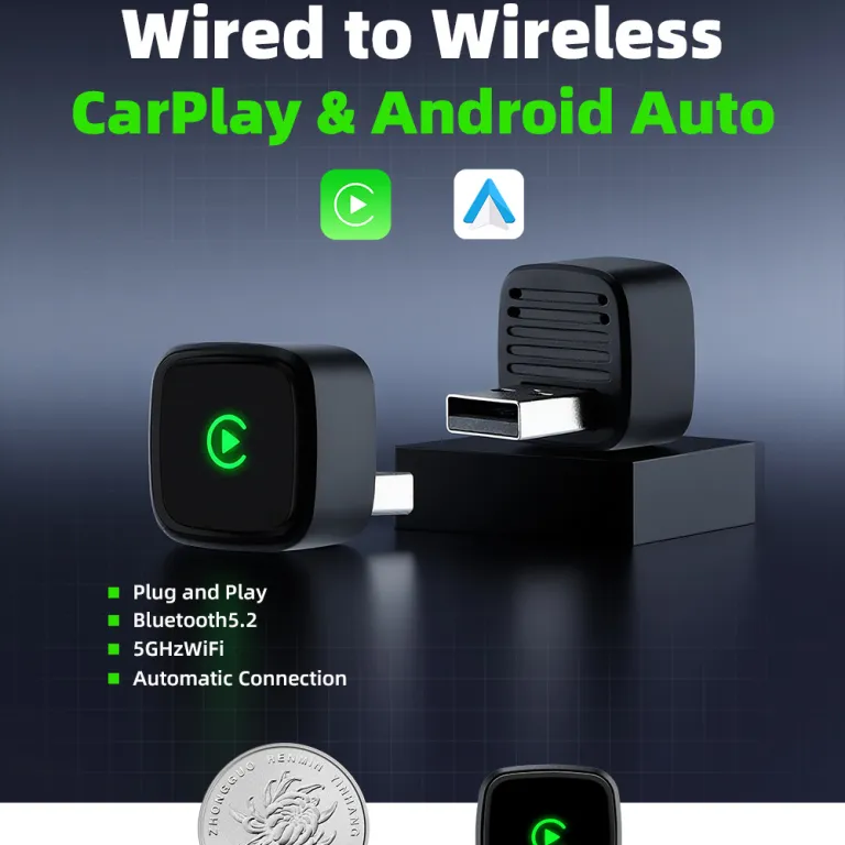 آداپتور دوکاره بی‌سیم CarPlay و Android Auto جعبه اتصال خودرو به سیستم اصلی