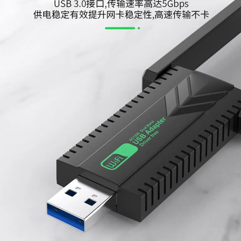دانگل وای‌فای USB دو بانده گیگابیتی بدون نیاز به درایور 5G گیرنده وای‌فای برای کامپیوتر رومیزی، لپ‌تاپ و فرستنده