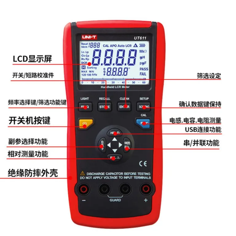 یونی‌تی UT611/UT612 ظرفیت‌سنج مقاومت سلف مولتی‌متر LCR پل دیجیتال تستر