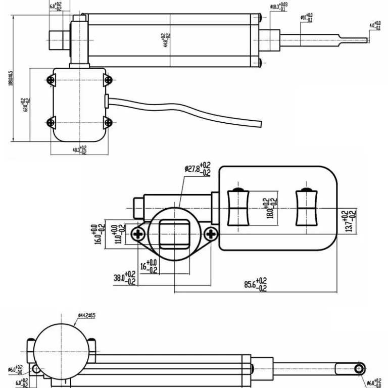 12V میله تلسکوپی برقی موتور بازکننده درب هود آشپزخانه عملگر خطی موتور فشار DC کم‌ولتاژ کم‌صدا