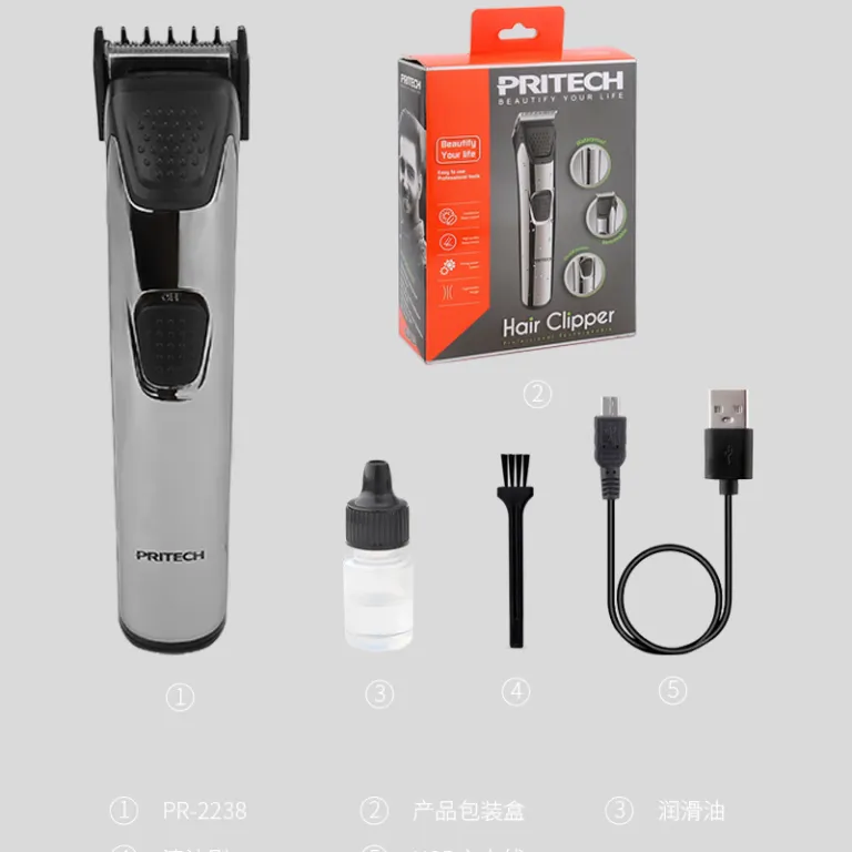ماشین اصلاح موی سر حرفه‌ای بزرگسالان با شارژ USB PR-2238 مخصوص آرایشگاه