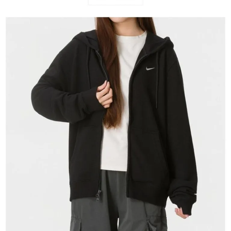 Nike ست ورزشی زنانه، کاپشن کلاه‌دار و شلوار بلند شیک و راحت