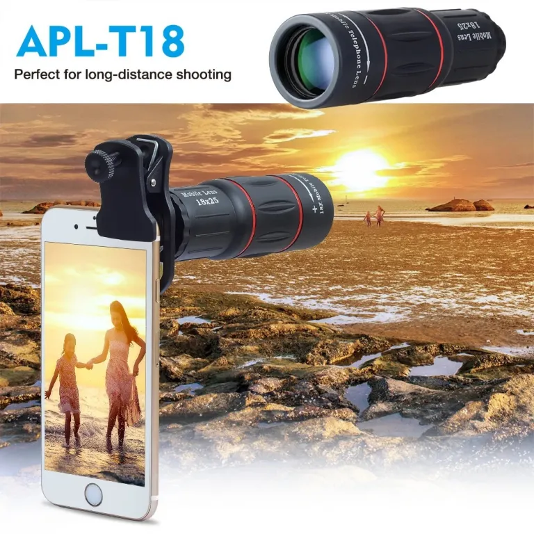 لنز تله‌فوتو موبایل پرفروش 18X25 تلسکوپ تک‌چشمی با بزرگنمایی بالا و وضوح HD برای کنسرت، اتصال خارجی به گوشی برای عکاسی