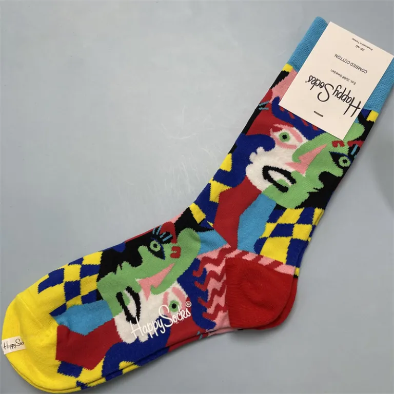جوراب زنانه رنگارنگ HappySocks طرح کارتونی بامزه مدل اینستاگرامی نیمه‌ساقه بیرونی خیابانی