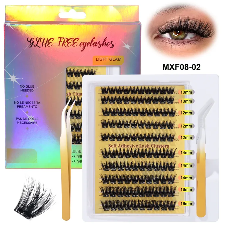 مژه مصنوعی بدون چسب آمازون، ست مژههای تکه‌ای فر و پرپشت DIY کراس‌بردر cluster lashes