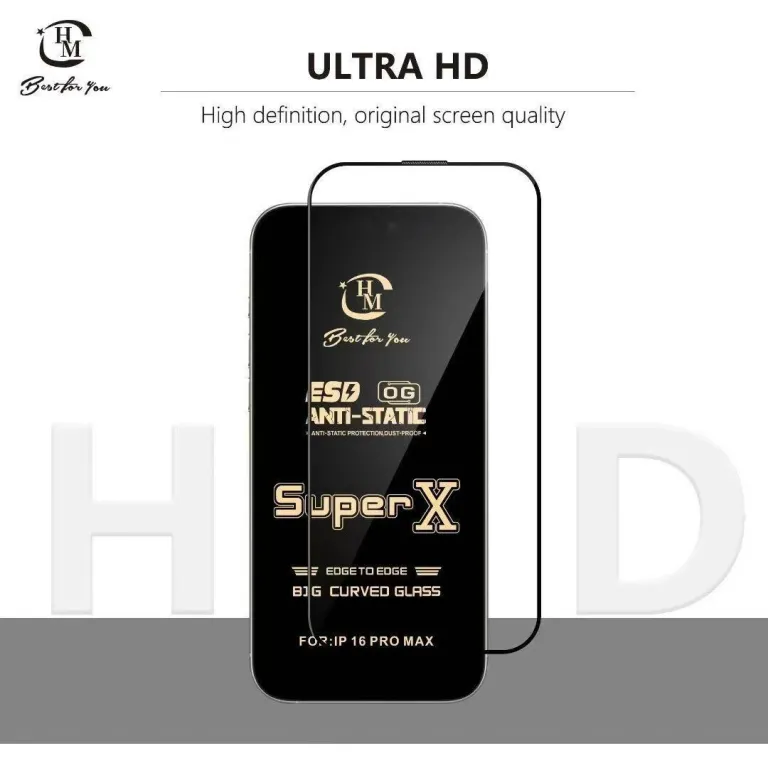 محافظ صفحه نمایش شیشه‌ای ضد الکتریسیته ساکن Super X مناسب برای 17promax/16 سری اپل 15 ضد گرد و غبار تمام صفحه