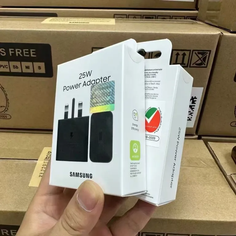 شارژر جدید 25W T2510 اورجینال مناسب سامسونگ S23/S24 با دوشاخه انگلیسی 25W و قابلیت سوپر فست شارژ