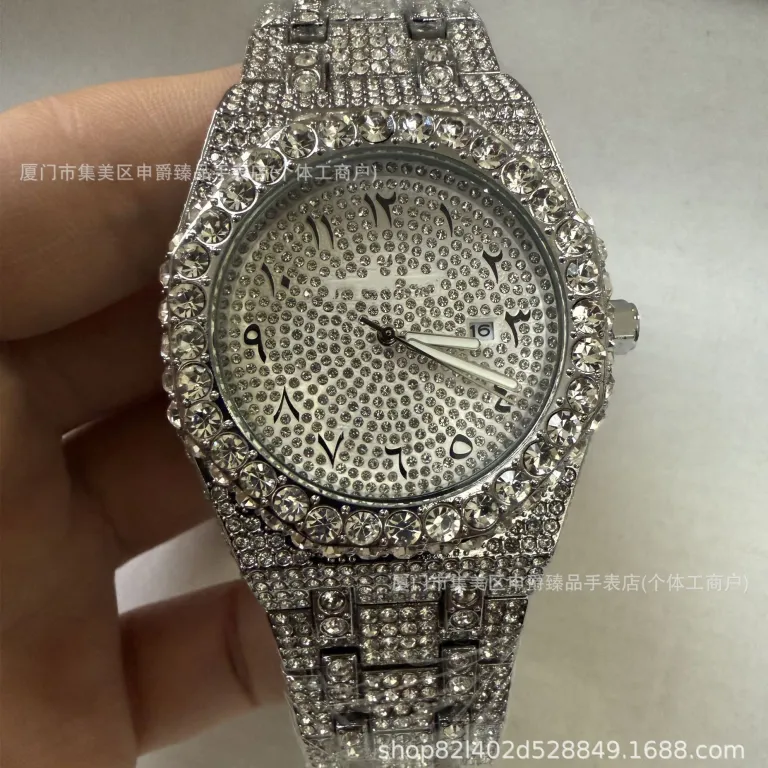 2025 ساعت مردانه باکیفیت تمام الماس AP، پرفروش در Dunhuang و AliExpress، شیک و مد روز، موتور کوارتز، عرضه مستقیم از کارخانه