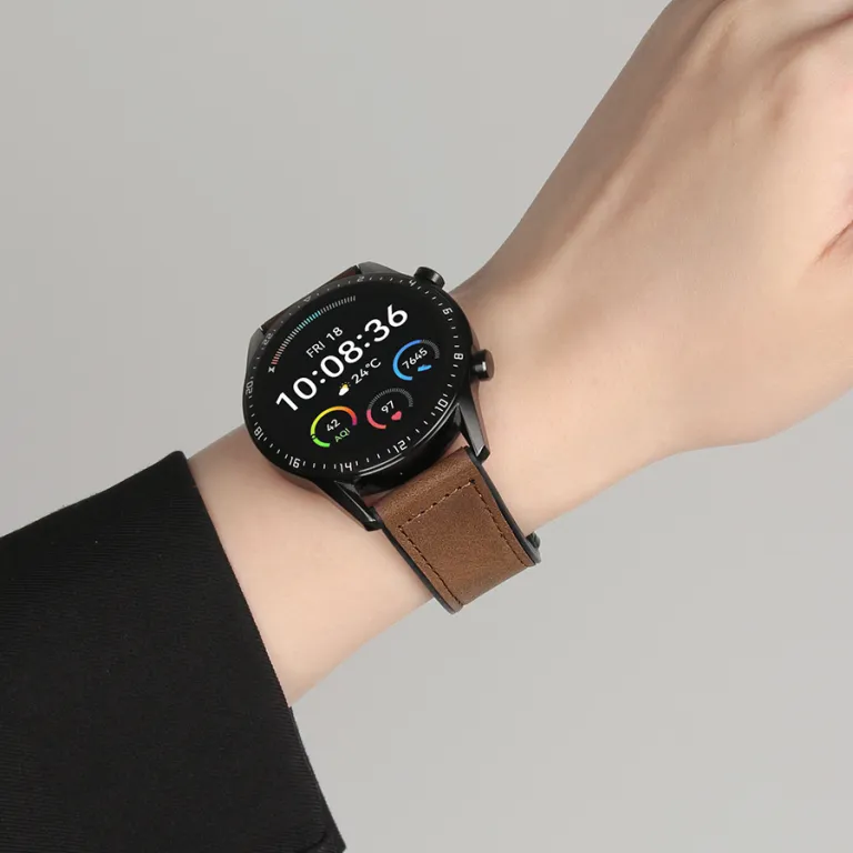 بند چرمی gt6 مناسب ساعت هوشمند هواوی واچ gt7 مدل watchgt5 طرح جدید اسپرت 3 تنفسپذیر gt4 پاییز و زمستان