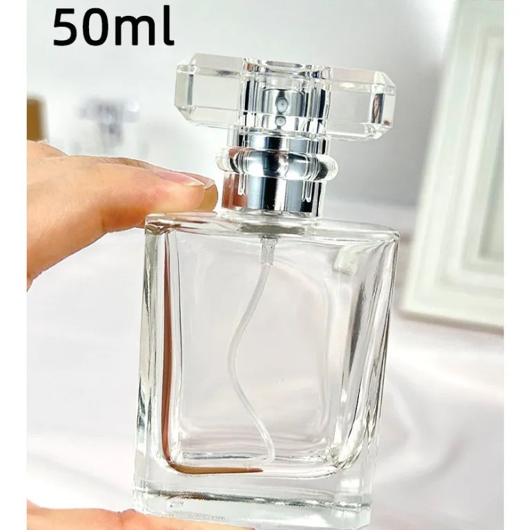 بطری تقسیم عطر با درپوش چوبی، بطری عطر قابل حمل لوکس با ظرفیت بالا، بطری خالی پمپی شیشه‌ای شفاف جایگزین