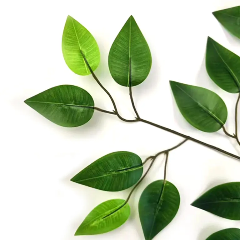شاخه مصنوعی برگ انجیری با روکش پلاستیکی، برگ سبز مصنوعی برای تزئین باغ و فضای سبز