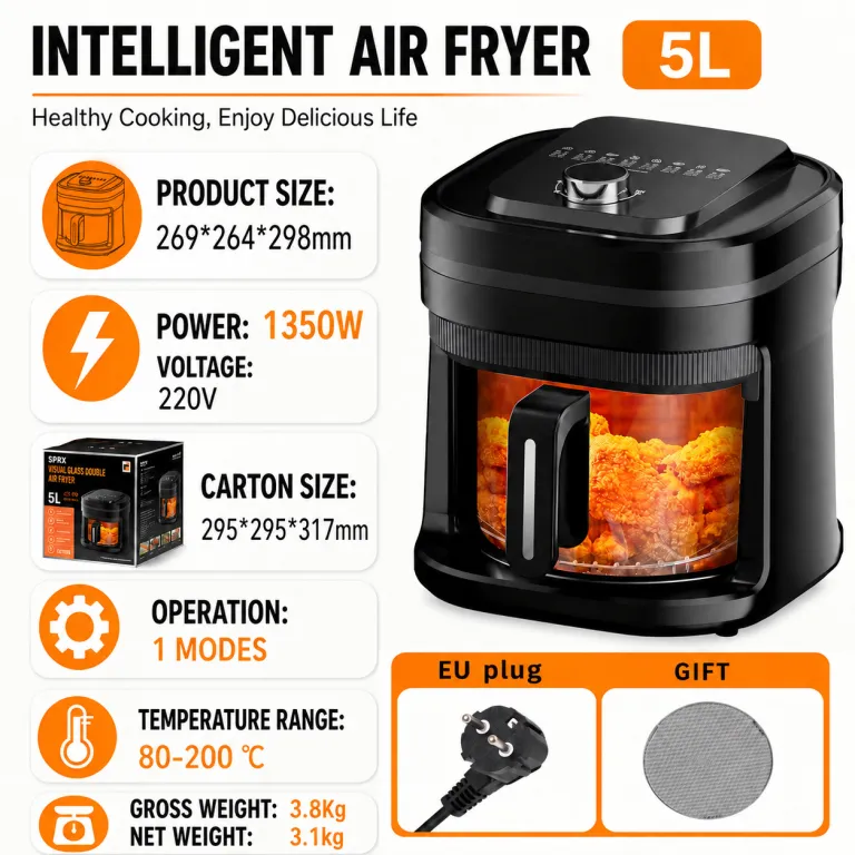 2026 سرخ‌کن بدون روغن مدل جدید خانگی، دستگاه چندکاره سرخ‌کن و فر airfryer سفارشی 6 لیتر