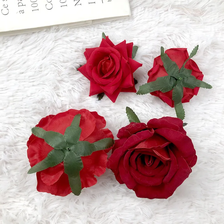 گل رز مخملی بزرگ با قطر 12cm، گل رز مصنوعی برای جعبه هدیه، تزئین دیوار گل، گل آرایی