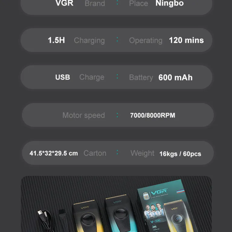 VGR396 ریش‌تراش برقی رفت و برگشتی جدید برون‌مرزی مردانه خانگی سفیدکننده با نمایشگر دیجیتال مخصوص سفر