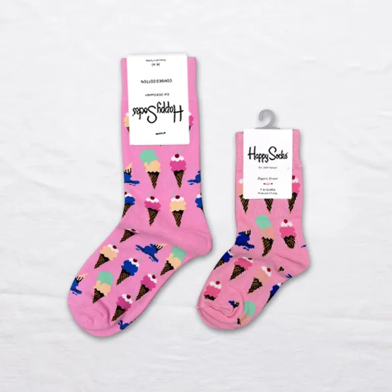 جوراب بچگانه HappySocks طرح کارتونی ساق متوسط مدل هایپی مناسب دختر و پسر برای استفاده بیرون از منزل طرح بامزه عمده و خانوادگی