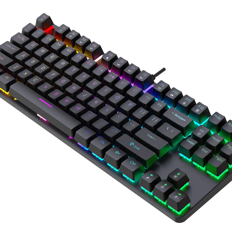 کیبورد مکانیکی فلزی K87 با 87 کلید، نور RGB، سوییچ آبی، مناسب بازی و اداری