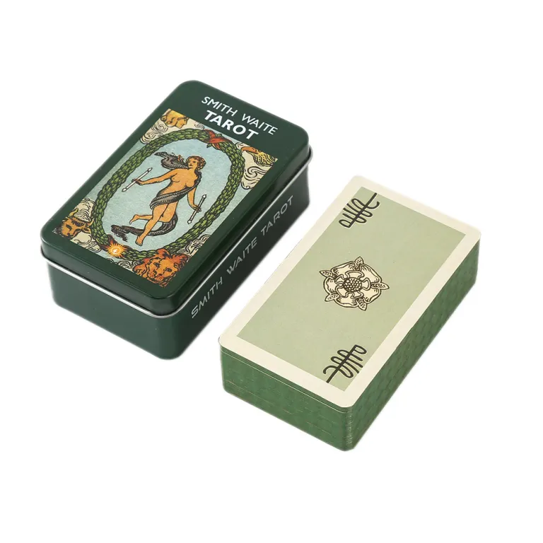تاروت با روکش طلا جعبه فلزی لوکس Tarot Cards Deck همراه با دفترچه راهنمای کاغذی
