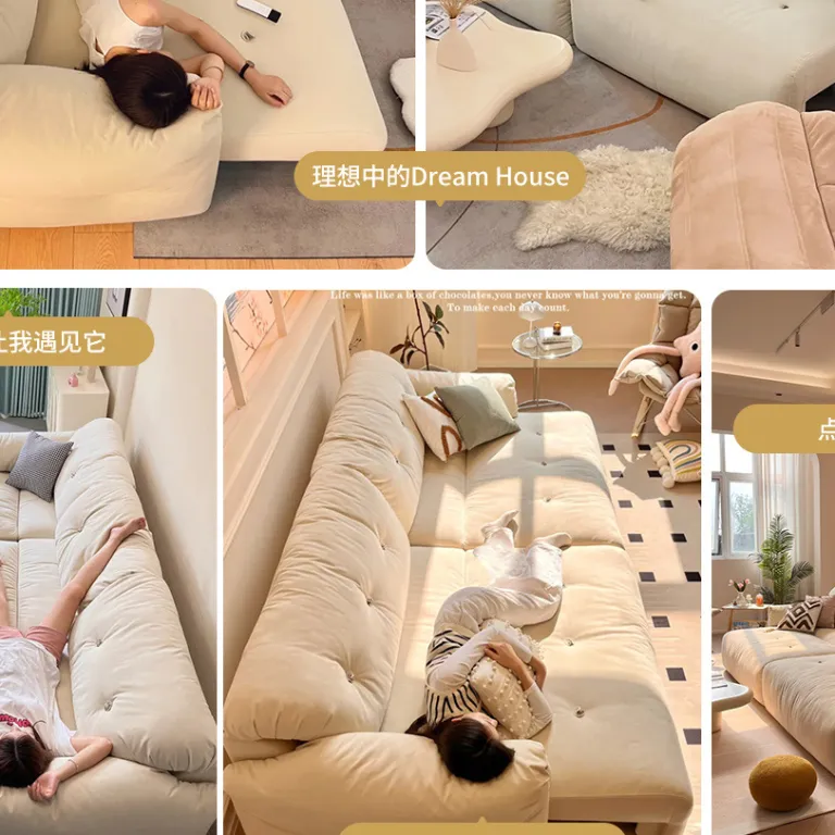 مبل برقی ابری یوندو فوشان مناسب پذیرایی، مدرن و ساده، تاشو به سبک کرِم، پارچهای چندکاره و تخت‌شو برای فضاهای کوچک