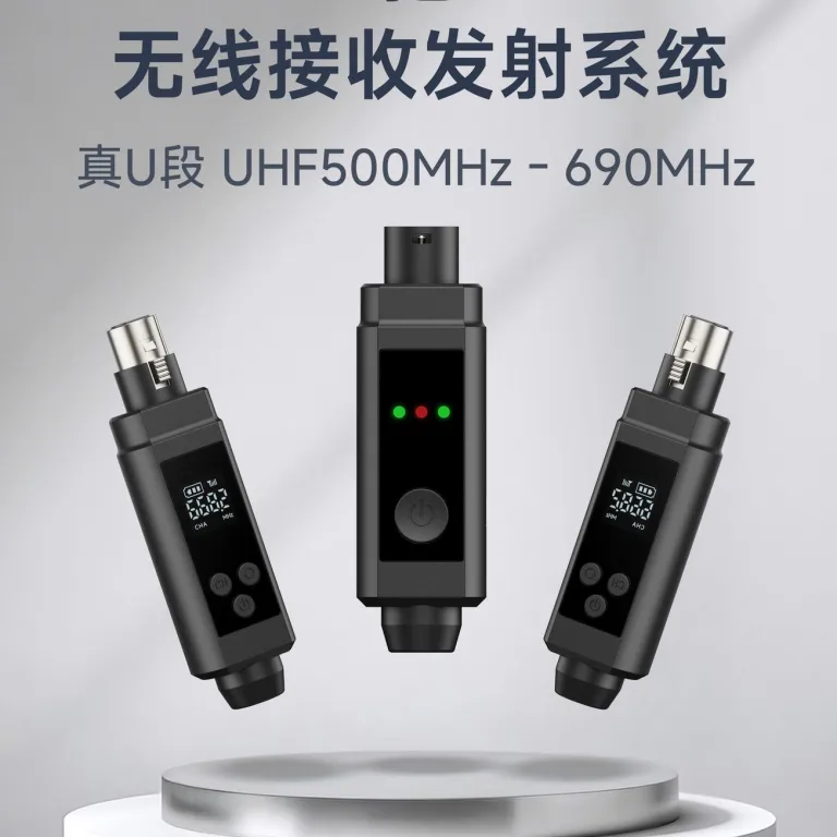 فرستنده و گیرنده صوتی بی‌سیم UHF تبدیل میکروفون سیمی به بی‌سیم با تغذیه فانتوم 48V