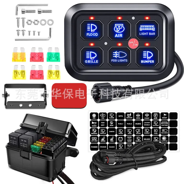 جعبه کنترل چراغهای LED اصلاحشده جیپ رانگلر، پنل کلید 6 کاناله با فیوز و رله