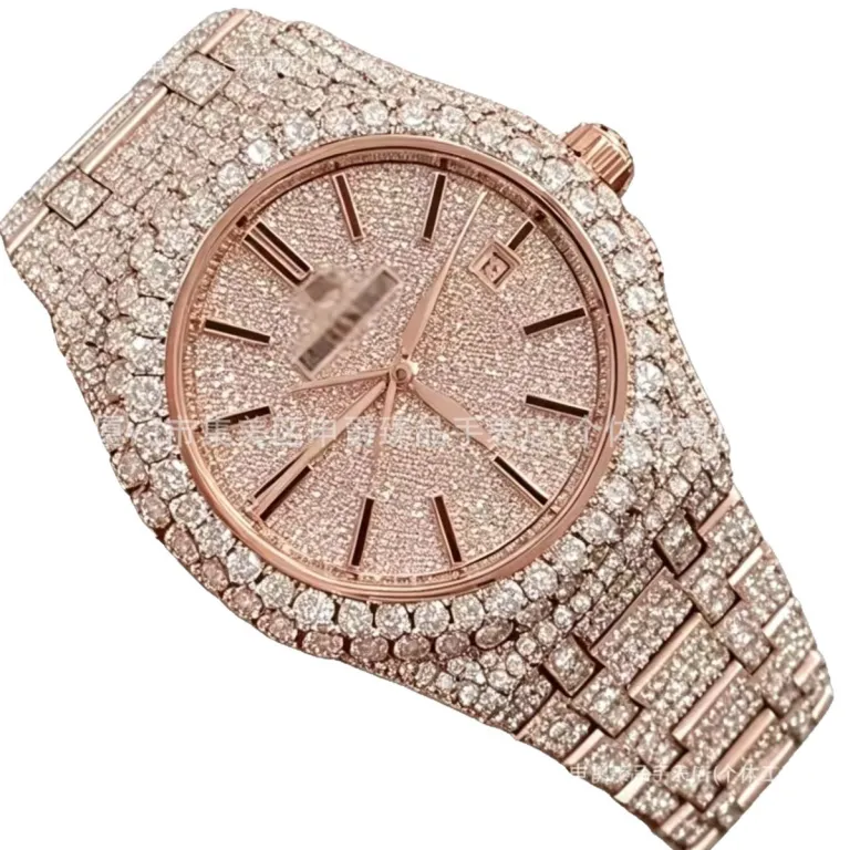 2025 ساعت مردانه باکیفیت تمام الماس AP، پرفروش در Dunhuang و AliExpress، شیک و مد روز، موتور کوارتز، عرضه مستقیم از کارخانه