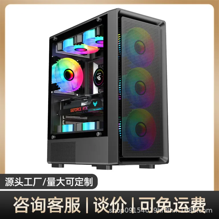 کیس کامپیوتر روباه نه‌دم T10 کیس اسمبل‌شده دسکتاپ ATX شیشه‌ای 240 خنک‌کننده آبی بدنه mATX