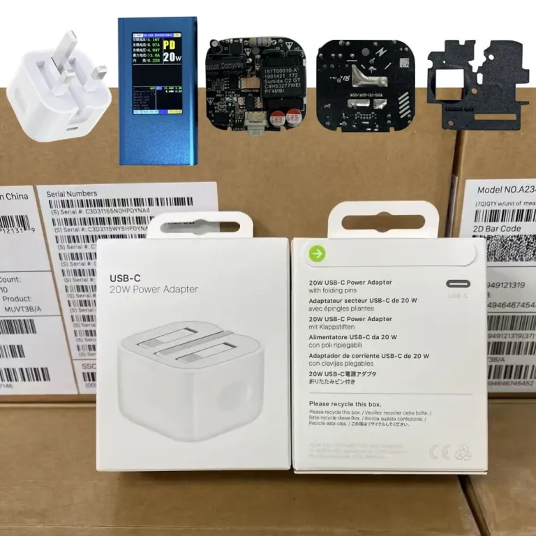 20W شارژر اصلی PD با استاندارد بریتانیا و سه شاخه تاشو، مناسب آیپد اپل، گوشی آیفون