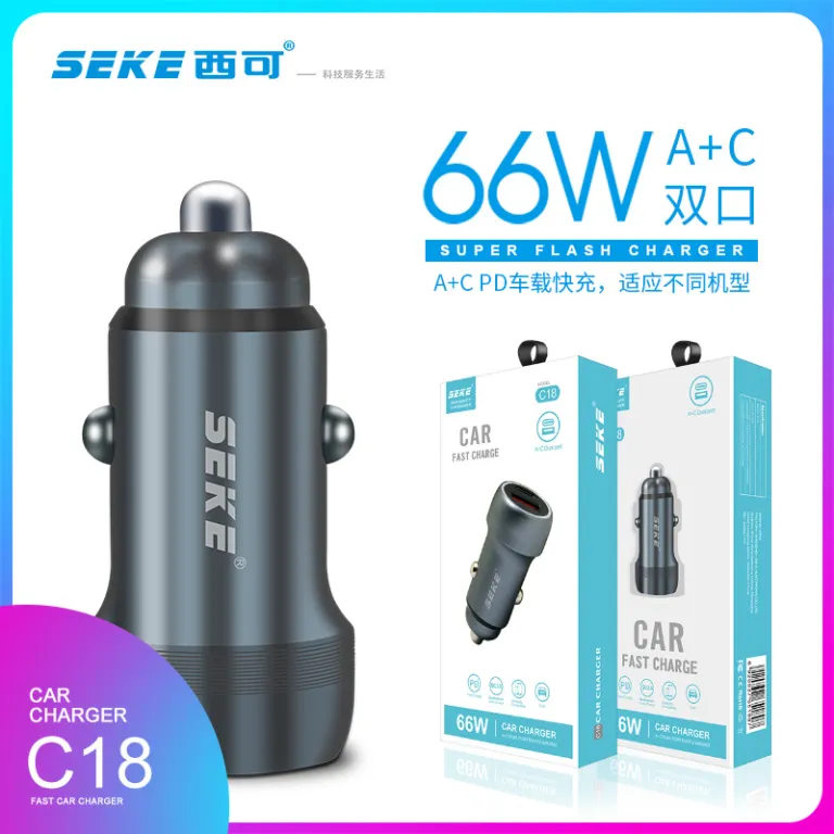 آداپتور فندکی شارژ سریع دو پورت A+C شی‌کو C18 PD30W مناسب شارژ گوشی‌های اپل و اندروید