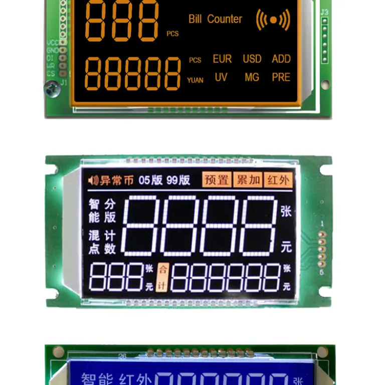 ماژول LCD سفارشی برای دستگاه شمارش اسکناس 3.2 اینچ صفحه نمایش سگمنتی و دیجیتال LCM