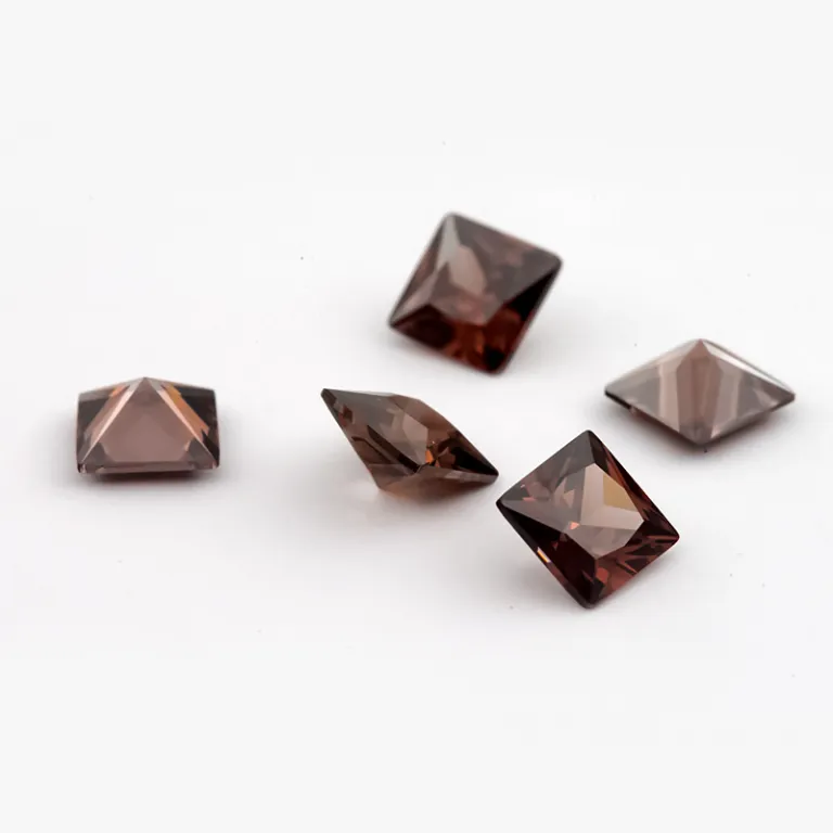 3x3~10x10mm سنگ زیرکونیا اوژو نگین الماس بدلی لوازم DIY مربع قهوه‌ای