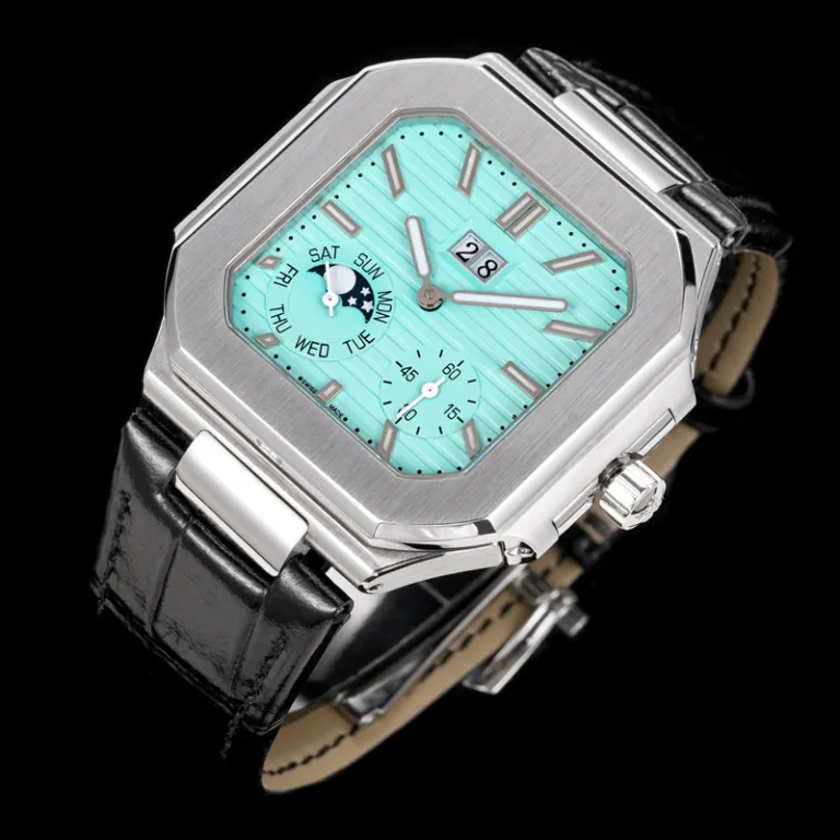 ساعت مردانه کلاسیک تمام اتوماتیک مکانیکی سری Patek Nautilus 5822 با بند چرمی، آماده دراپ‌شیپینگ