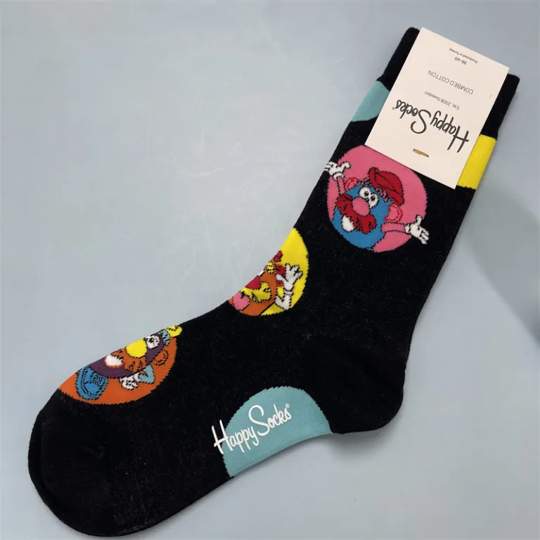 جوراب زنانه رنگارنگ HappySocks طرح کارتونی بامزه مدل اینستاگرامی نیمه‌ساقه بیرونی خیابانی