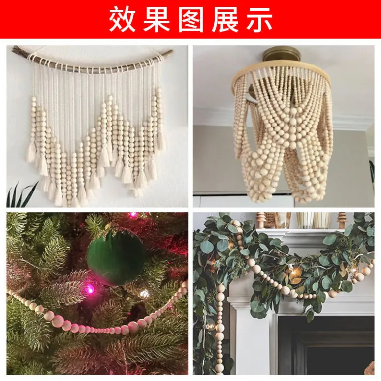 دستبند دست‌ساز مهره گرد چوب هلو مهره چوبی سوراخ‌دار 6-50mm لوازم جانبی DIY عمده