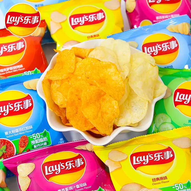 چیپس سیب‌زمینی لِی‌ش 12g بسته‌بندی کوچک، مجموعه بزرگ تنقلات پفکی، خوراکی محبوب اینترنتی، ارزان و عمده