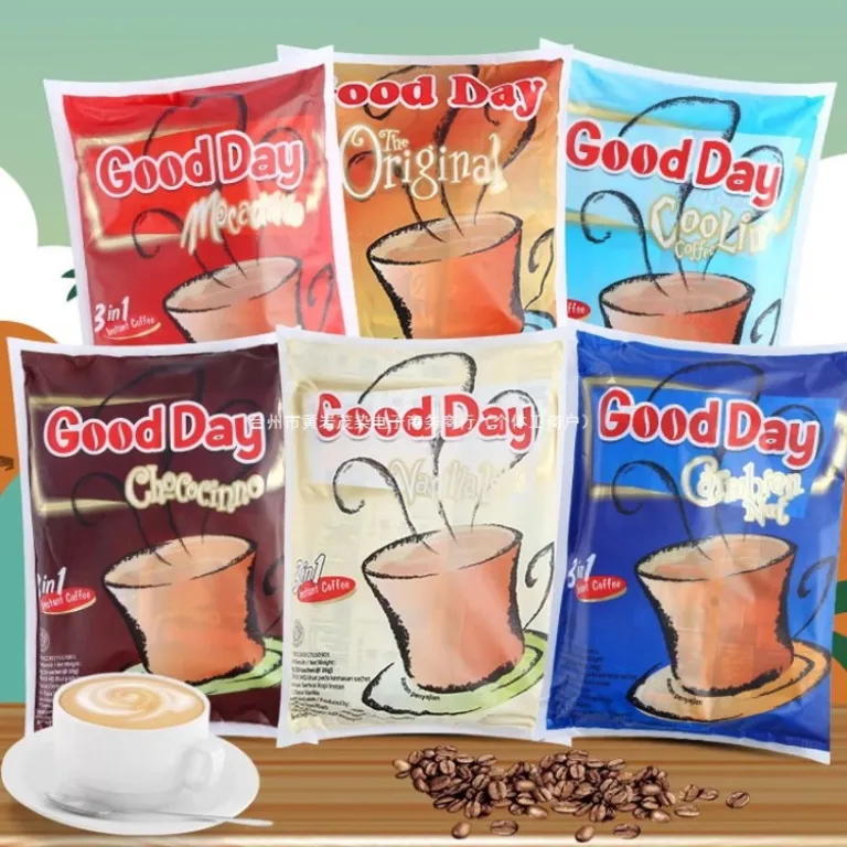 قهوه فوری سه‌کاره Goodday اندونزی با طعم‌های وانیل ایتالیایی، فندق و کاپوچینو