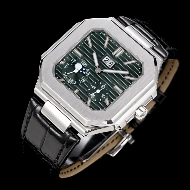 ساعت مردانه کلاسیک تمام اتوماتیک مکانیکی سری Patek Nautilus 5822 با بند چرمی، آماده دراپ‌شیپینگ