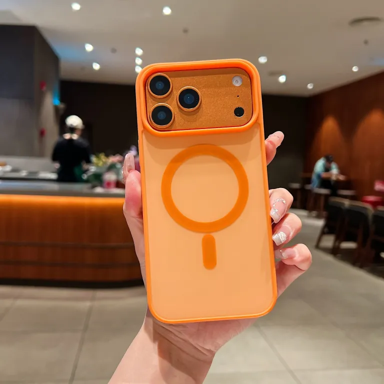 قاب گوشی مغناطیسی با روکش مخملی 17PROMAX ضد ضربه با طراحی دو رنگ مناسب برای iPhone18 محافظ آکریلیک اپل