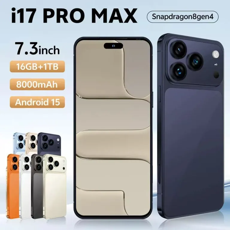 گوشی موبایل تمام‌صفحه پرفروش i17PROMAX با حافظه بزرگ 16G+1TB، دوربین سه‌گانه باکیفیت 8000mAh و باتری بادوام