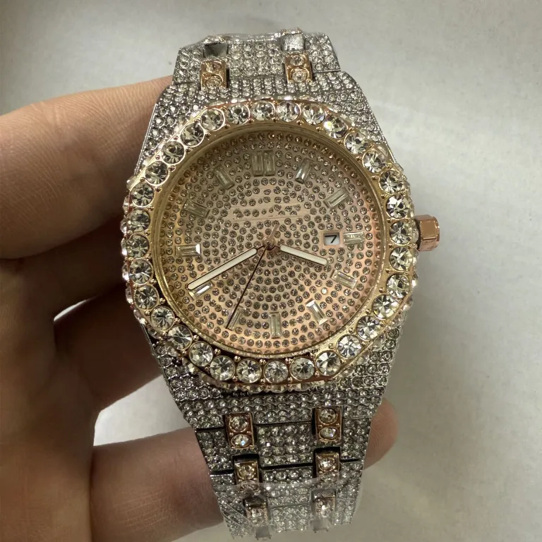 2025 ساعت مردانه باکیفیت تمام الماس AP، پرفروش در Dunhuang و AliExpress، شیک و مد روز، موتور کوارتز، عرضه مستقیم از کارخانه